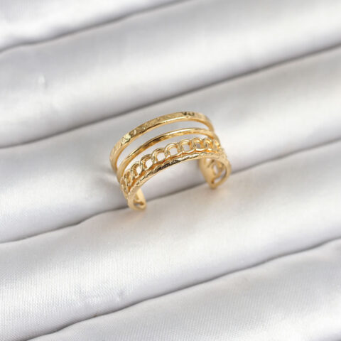 Tegan 316L Çelik Gold Renk Zincirli Vintage Model Kadın Yüzük TG27BYK4170