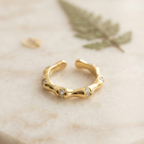 Tegan Gold Renk Kemik Model Zirkon Taşlı Kadın Yüzük TG27BYK4237