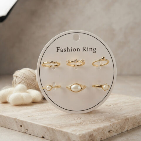 Tegan Gold Renk Pirinç Vintage Detaylı 6’lı Yüzük Seti BYK4315 TG27BYK4315
