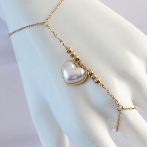 Tegan 316L Çelik Gold Renk Beyaz Bubble Kalp Tasarımlı Şahmeran TG27SN576